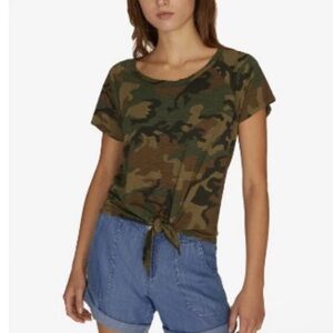 Anthropologie Sanctuary Camo Tie Front Tee Size Small